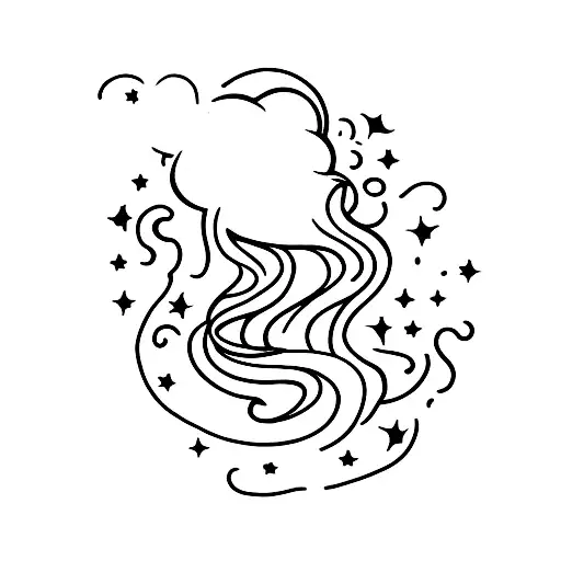 A minimalist tattoo of a smoke cloud shaped like a magical spell from Harry Potter tattoo design idea