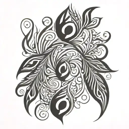 peacock feather intertwined tattoo design idea