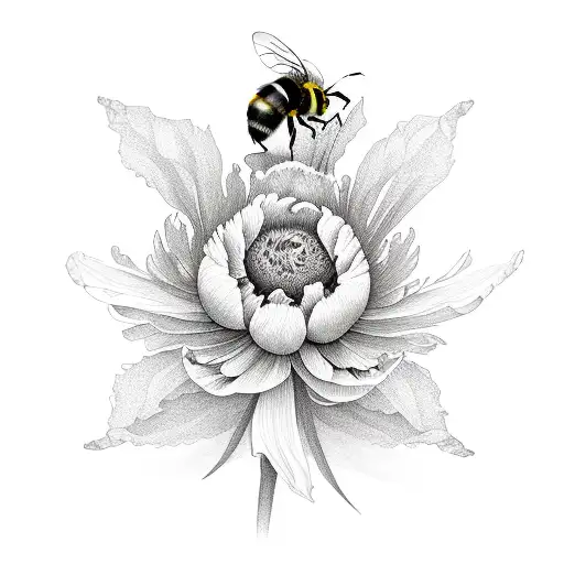 bumble bees peonies pitcher tattoo design idea