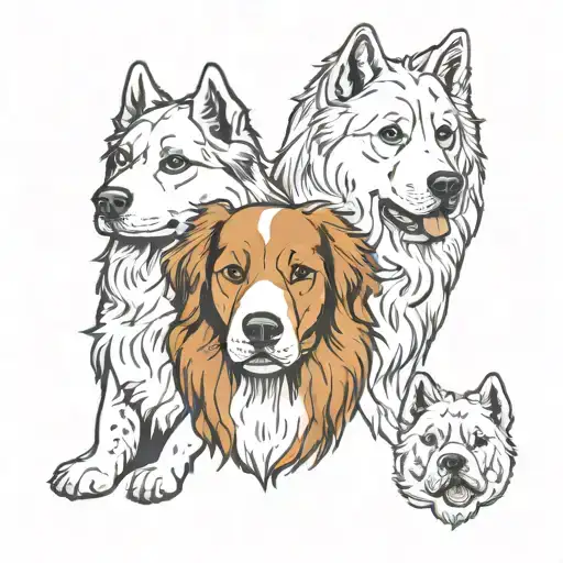 Cockerspaniel and Akita tattoo design idea