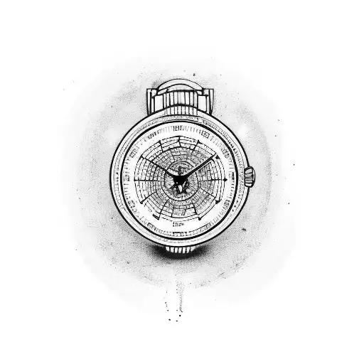 broken watch tattoo design idea