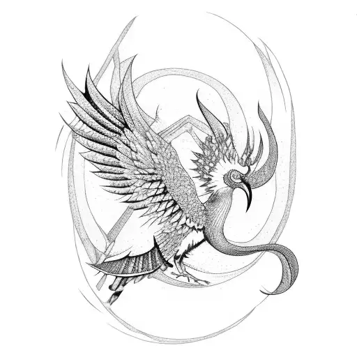simurgh with 30 birds tattoo design idea