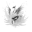 simurgh made up of 30 birds tattoo design idea