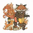 Firefox jump from lantern dawn flame tattoo design idea