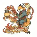 Firefox jump from lantern dawn flame tattoo design idea