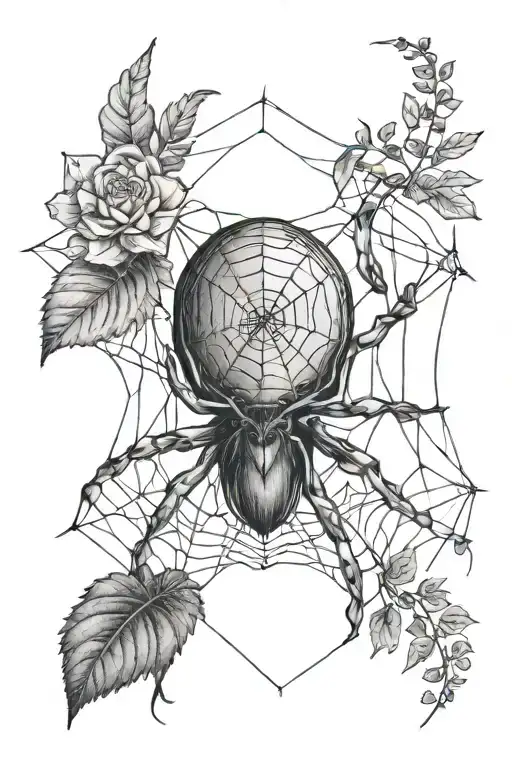 head tattoo spider web with plants instead of web design tattoo design idea