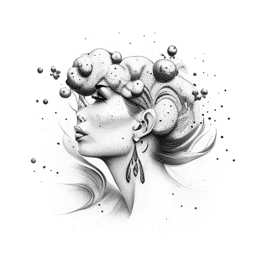 side profile lips blow out smoke that turns into galaxy tattoo design idea