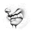 side profile lips blow out smoke that turns into galaxy tattoo design idea