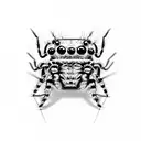 cute jumping spider, blue shading, dimension, cute spider, big eyes, jumping spider tattoo design idea