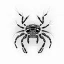 cute jumping spider, blue shading, dimension, cute spider, big eyes, jumping spider tattoo design idea