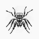 cute jumping spider, blue shading, dimension, cute spider, big eyes, jumping spider tattoo design idea