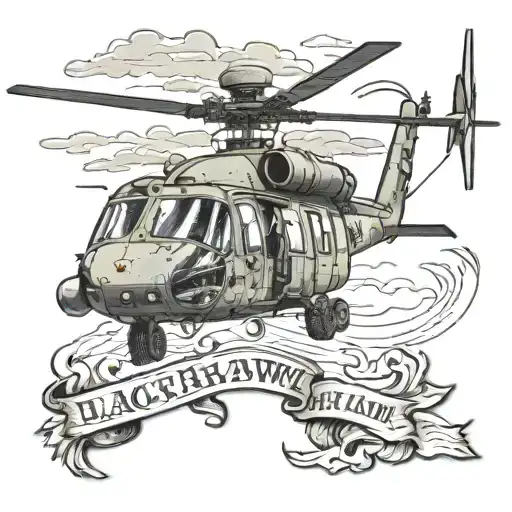 Blackhawk helicopter, 50th anniversary edition, ring tattoo design idea