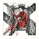 the empress on the throne, the jester in the cage with the door open, the sage looking at it all tattoo design idea