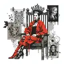 the empress on the throne, the jester in the cage with the door open, the sage looking at it all tattoo design idea