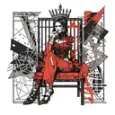 the empress on the throne, the jester in the cage with the door open, the sage looking at it all tattoo design idea