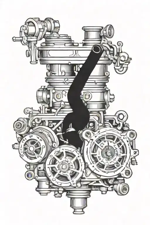4 cylinder carburetor tattoo design idea