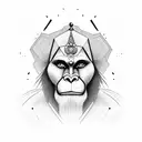 hanuman animated geometric small black and white tattoo design idea
