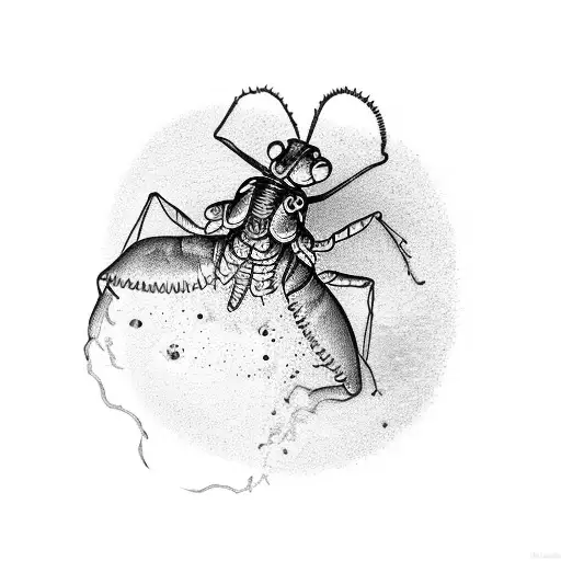 Chemist performing alchemy with a Mantis as their assistant tattoo design idea