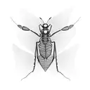 Gothic-inspired Mantis in a laboratory flask tattoo design idea