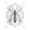 Gothic-inspired Mantis in a laboratory flask tattoo design idea