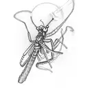 Chemist performing alchemy with a Mantis as their assistant tattoo design idea