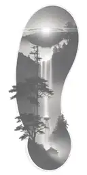 dark atmosphere fog river waterfall mountain radio telescope tattoo design idea