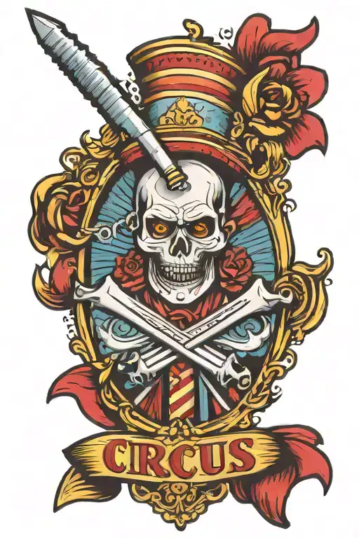 vintage circus sword swollower tattoo design idea