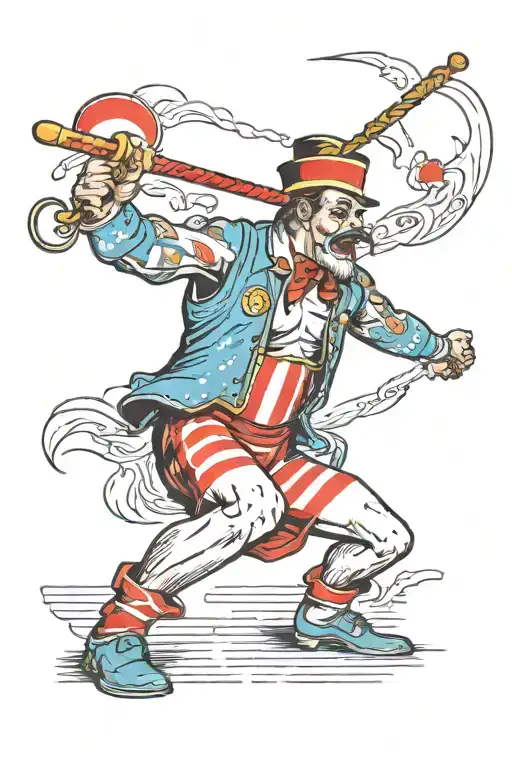 circus artist swollowing a sword tattoo design idea