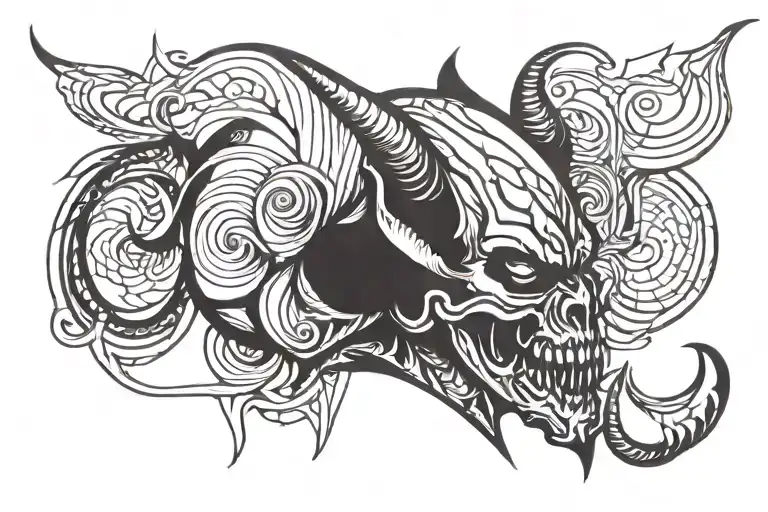 devil in ear   tattoo design idea