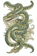 burmese python wrapped around arm sleeve tattoo design idea