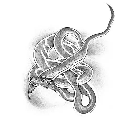 two arms reaching out to each other and a snake wrapping around them tattoo design idea