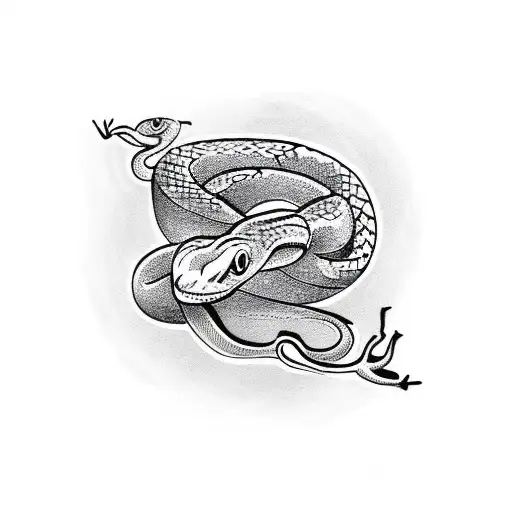 two arms reaching out to each other and a snake wrapping around them tattoo design idea