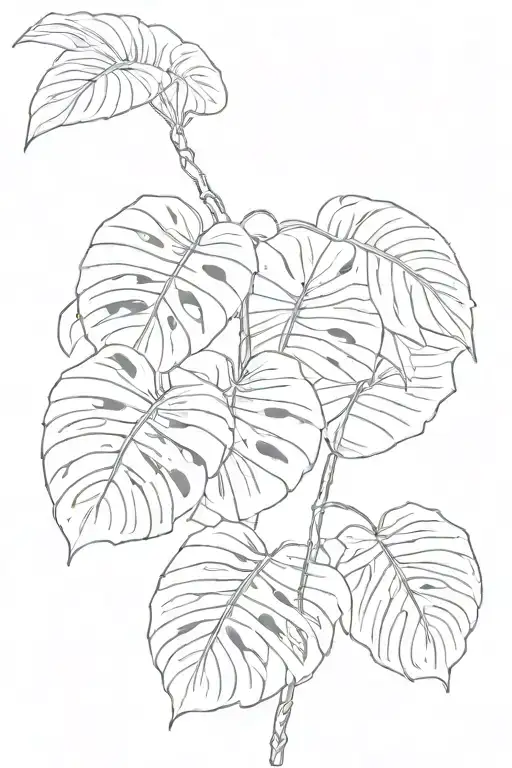  Can you generate a tattoo of a monstera plant interlaced with a snake on someones ribs? I want it to be black and white tattoo design idea
