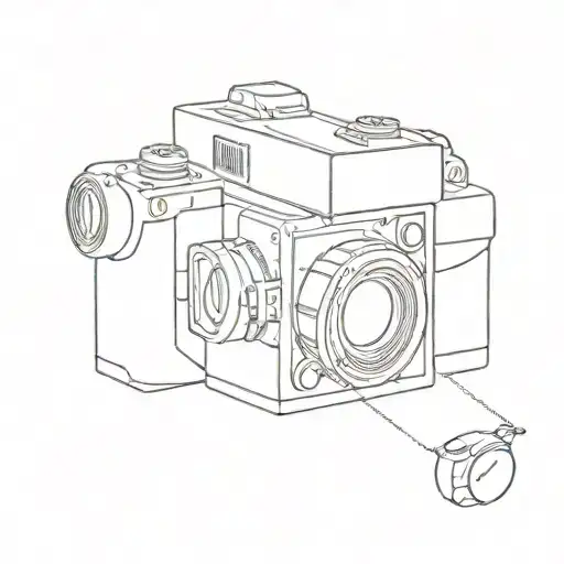 A minimalist tattoo design of a digital cinema camera tattoo design idea