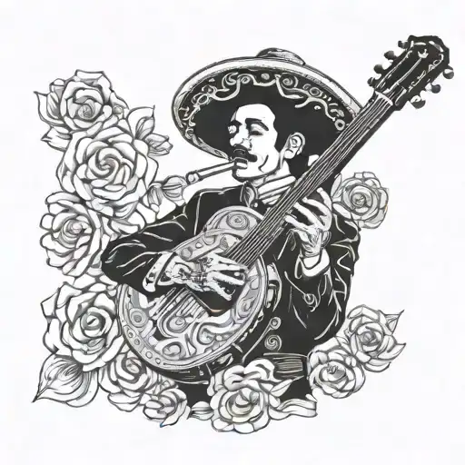 Hector lavoe dressed mariachi  tattoo design idea