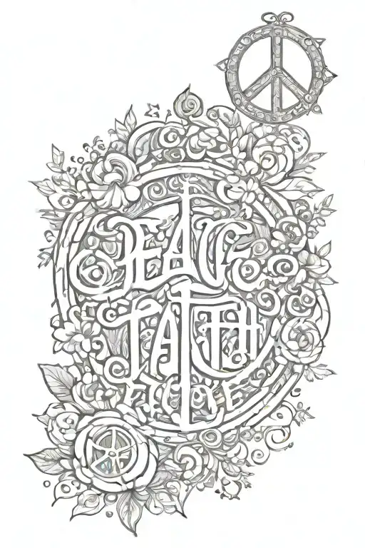 Peace, love, faith hope love tattoo design idea