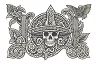 "hecho en Mexico" logo with Mexican I para toon inside tattoo design idea