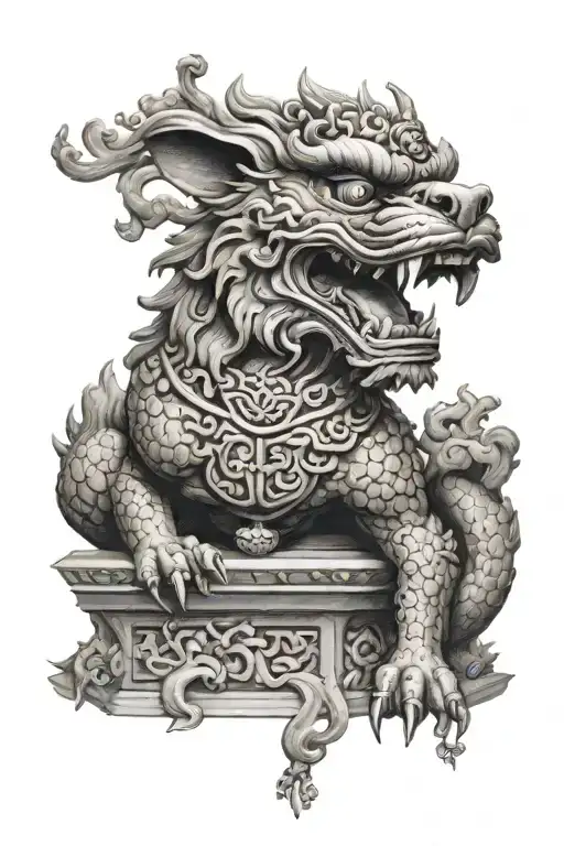 Chinese Foo Dog tattoo design idea
