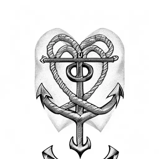 A heart-shaped anchor with the initials of the client and their partner, symbolizing their love and connection tattoo design idea
