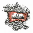 polish flag in mountain range tattoo design idea