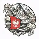 polish flag in mountain range tattoo design idea