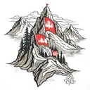 polish flag in mountain range tattoo design idea