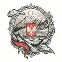 polish flag in mountain range tattoo design idea