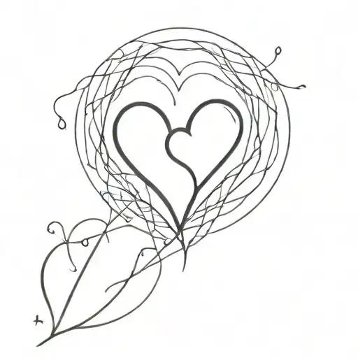 fine line heart outline  tattoo design idea