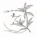 rose palm tree thorns leaves bird tattoo design idea