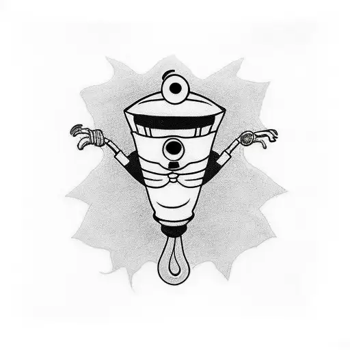 full arm sleeve tattoo no color that include the iconic cartoon characters courage the cowardly dog, tattoo design idea