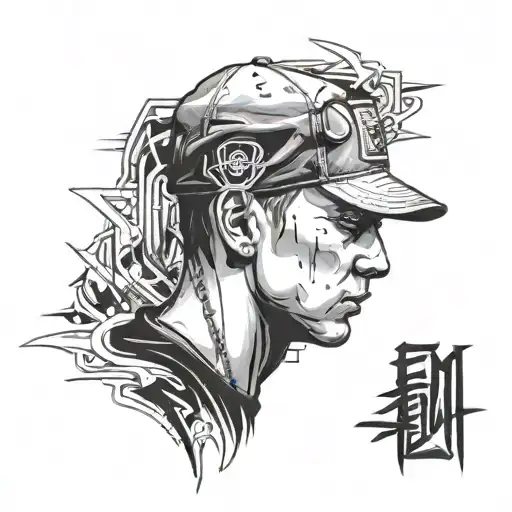 Eminem and music stuffs tattoo design idea