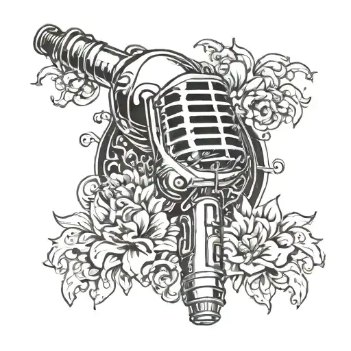 Eminem lyrics and microfone hip hop music tattoo design idea