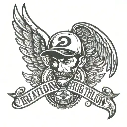 triathlon logo, luigi hat, angel wings tattoo design idea