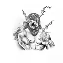 zeus throwing a lightning bolt at hades  tattoo design idea